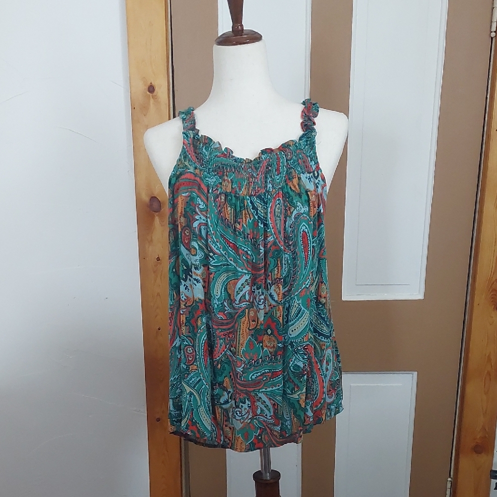 Maurices Teal and Orange Paisley Sleeveless Camisole